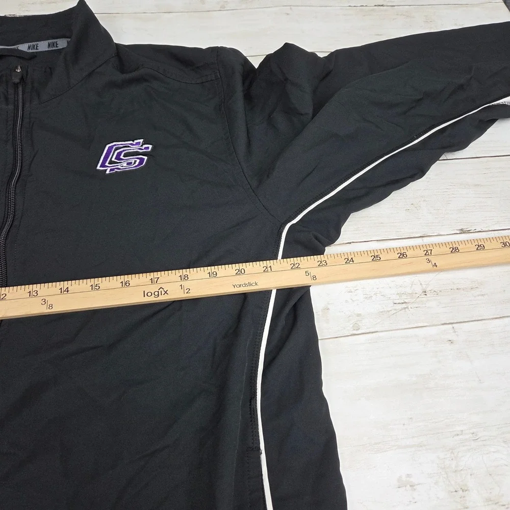 Nike Track Jacket Mens Large Black Dri-FIT Full‎ Zip CS Logo 535632-012 Athletic